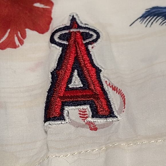 TOMMY BAHAMA MLB Load the Palms Camp Button Front‎ Shirt ANGELS T318205 Men's XL - Picture 3 of 12